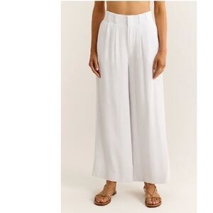 Z Supply Farah Pant White Lined Linen Wide Leg Pants Size Small